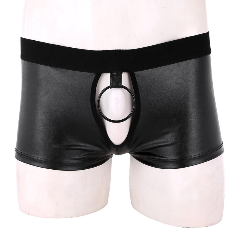 Boxer Sexy Cockring Effet Cuir